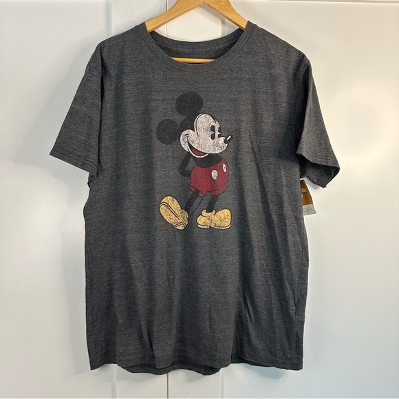 NWT Disney Vintage Mickey t-shirt Large short sleeve Tee heathered gray soft - Picture 1 of 7